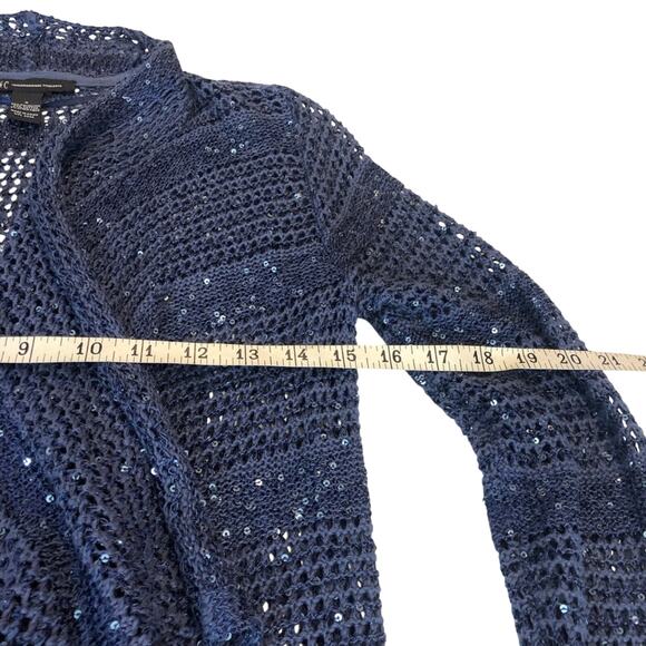 INC International Concepts Denim Blue Sparkle Sweater Waterfall Open Front - Picture 11 of 16